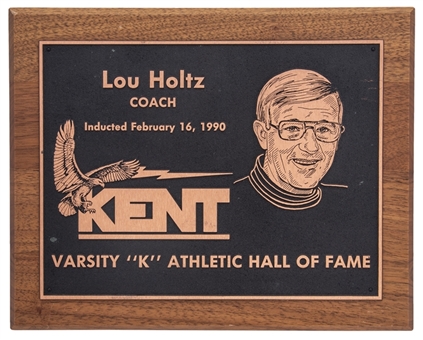 1990 Lou Holtzs Kent State Varsity "K" Athletic Hall of Fame Induction Plaque (Holtz LOA)